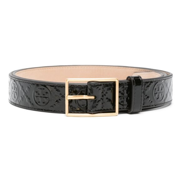 Tory Burch $198 1" T MONOGRAM PATENT BELT Black M L - Picture 4 of 8